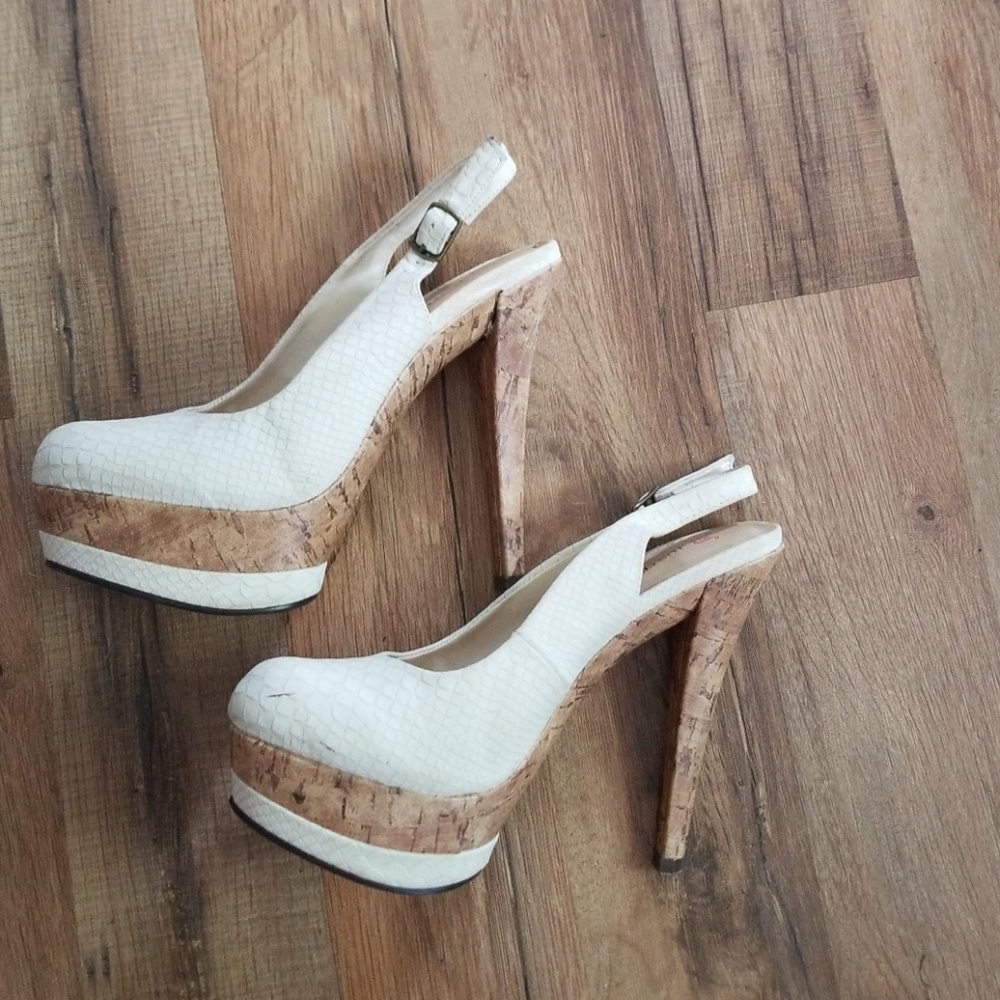 White leather heels
